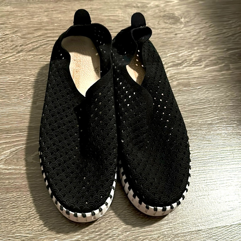Ilse Jacobsen Black Perforated Slip-On Shoes